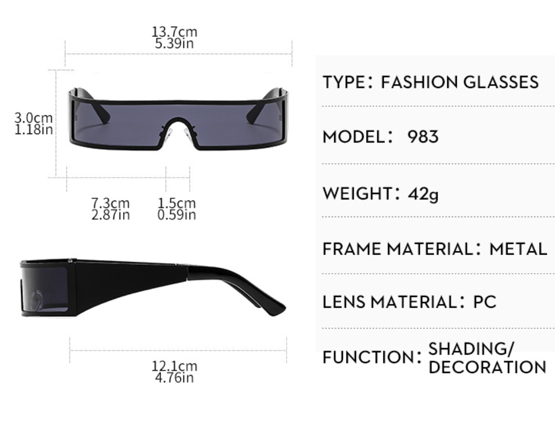 No.012: Futuristic One-Piece Y2K and Fashion Sunglasses