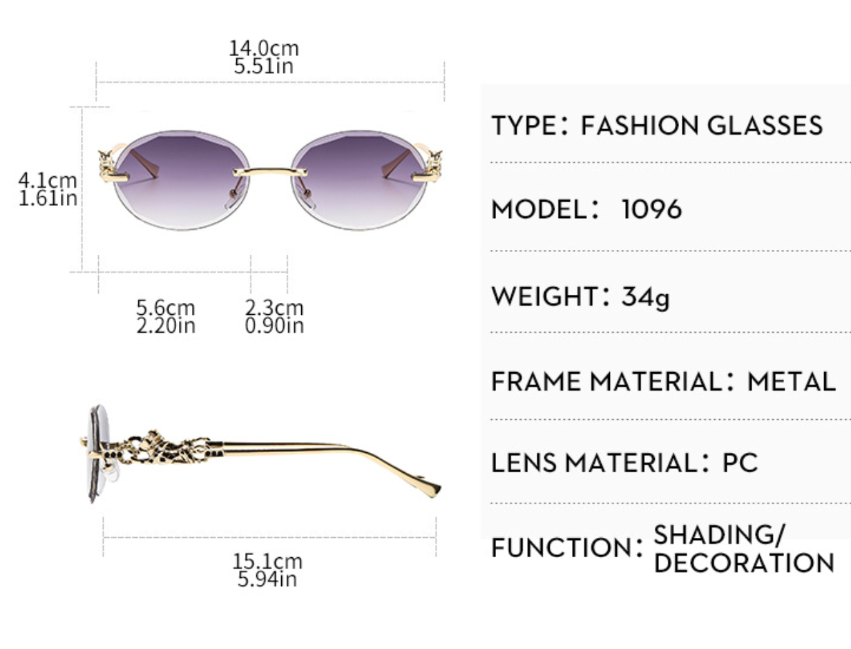 No.021: Rimless Oval Cut-Edge Clean and Modern Sunglasses