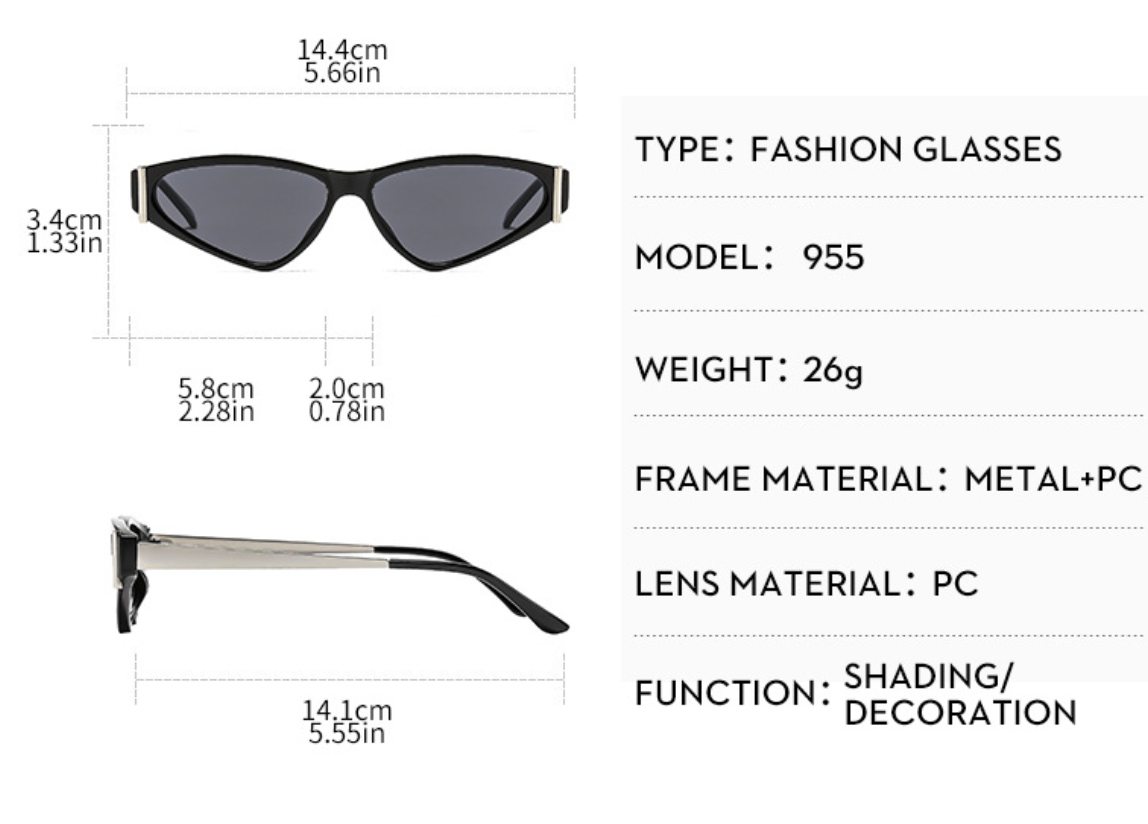 No.015: Triangular Cat-Eye Fashion and Stylish Sunglasses