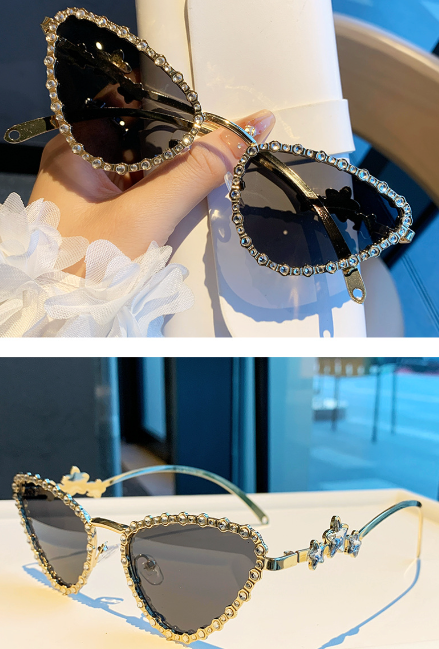 No.009: Crystal-Embellished Cat-Eye elegant Sunglasses