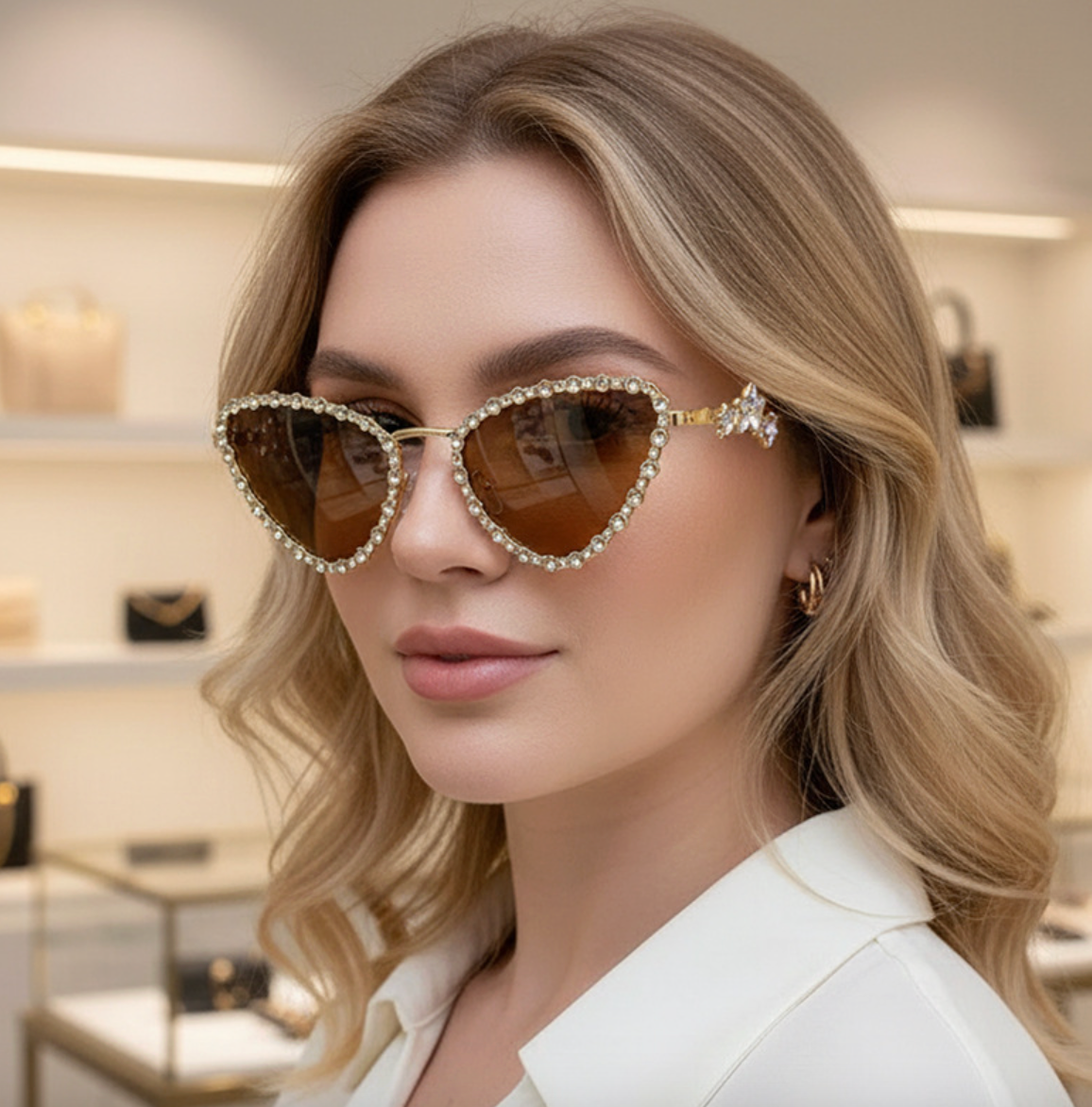 No.009: Crystal-Embellished Cat-Eye elegant Sunglasses