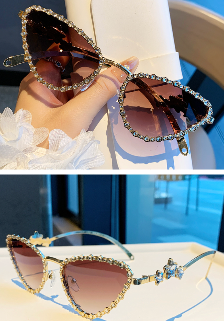No.009: Crystal-Embellished Cat-Eye elegant Sunglasses