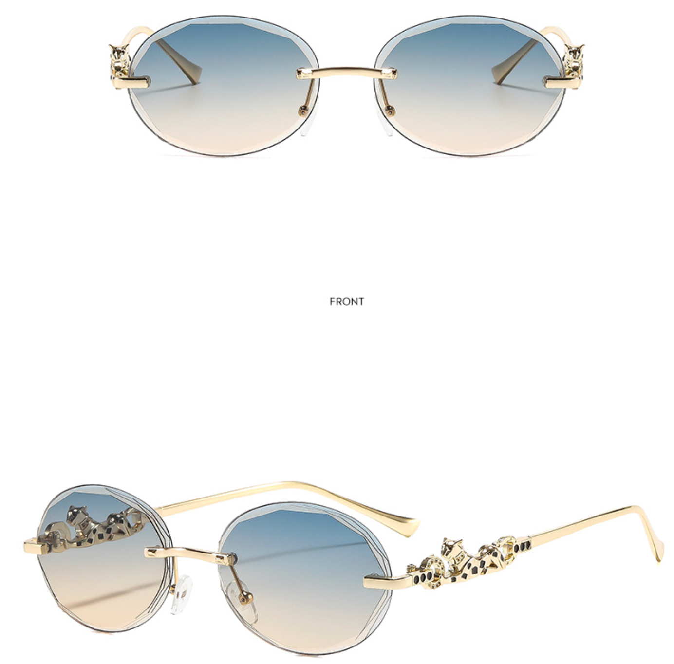 No.021: Rimless Oval Cut-Edge Clean and Modern Sunglasses