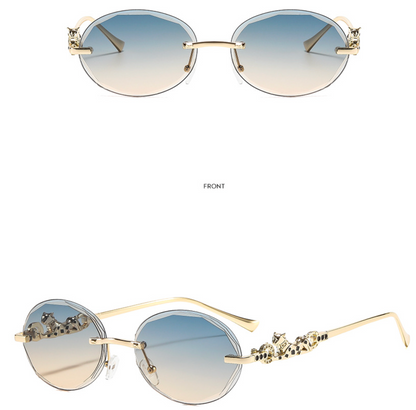 No.021: Rimless Oval Cut-Edge Clean and Modern Sunglasses