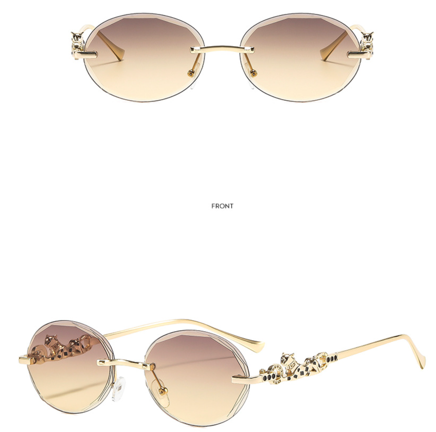 No.021: Rimless Oval Cut-Edge Clean and Modern Sunglasses