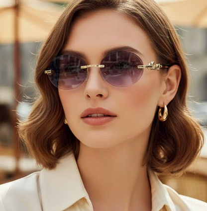 No.021: Rimless Oval Cut-Edge Clean and Modern Sunglasses