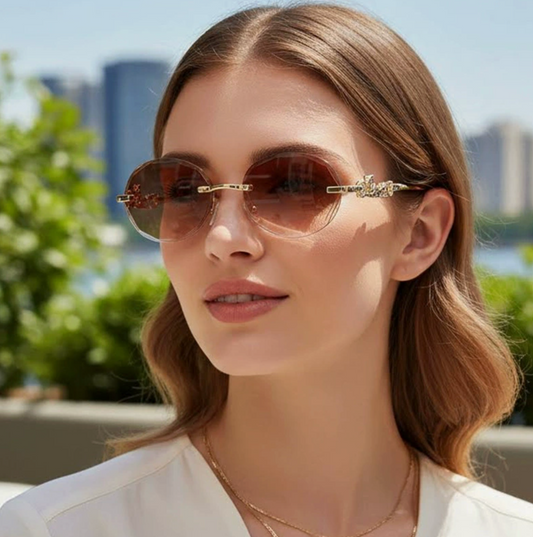 No.021: Rimless Oval Cut-Edge Clean and Modern Sunglasses