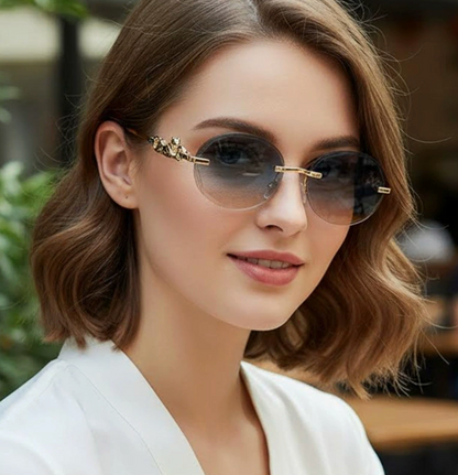 No.021: Rimless Oval Cut-Edge Clean and Modern Sunglasses
