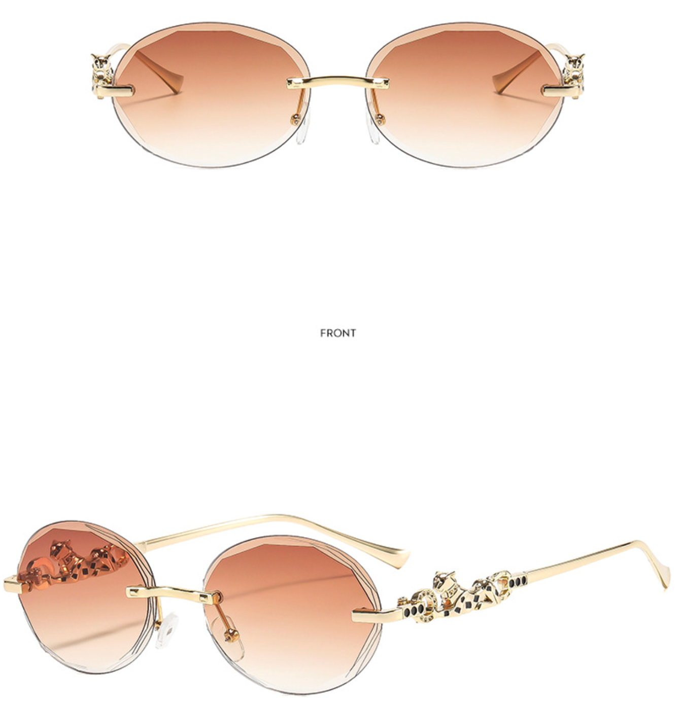 No.021: Rimless Oval Cut-Edge Clean and Modern Sunglasses