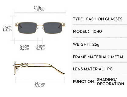 No.022: Vintage Square Metal Unisex Clean and Elegant Sunglasses
