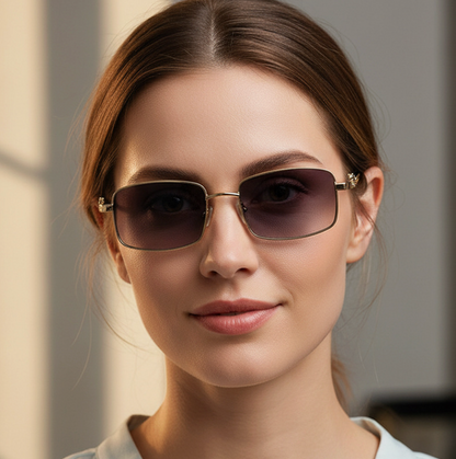 No.022: Vintage Square Metal Unisex Clean and Elegant Sunglasses