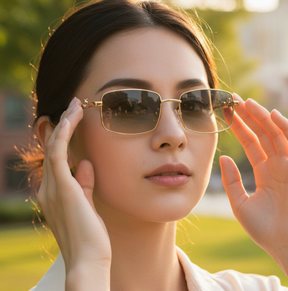 No.022: Vintage Square Metal Unisex Clean and Elegant Sunglasses
