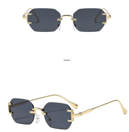 No.026: Rimless Cut-edge Square UV400 and Stylish Sunglasses