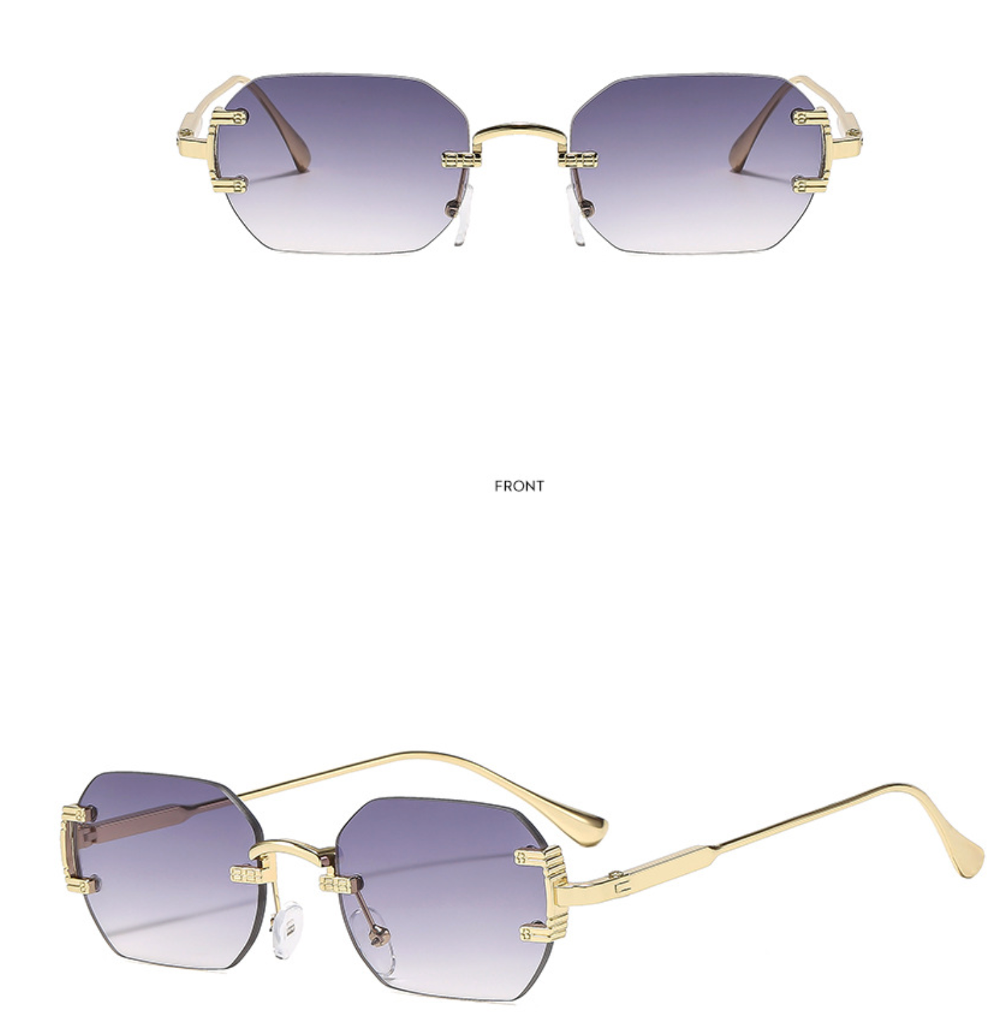 No.026: Rimless Cut-edge Square UV400 and Stylish Sunglasses