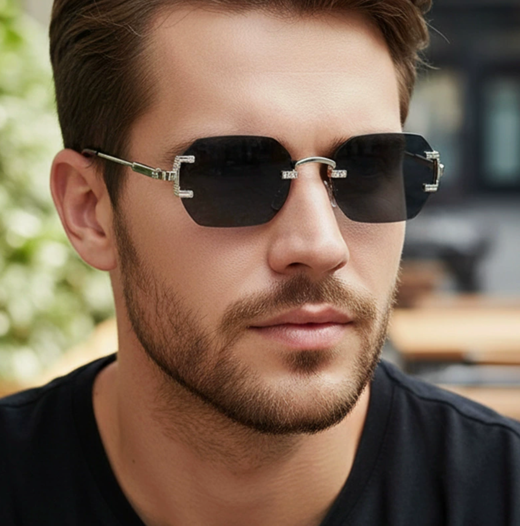 No.026: Rimless Cut-edge Square UV400 and Stylish Sunglasses