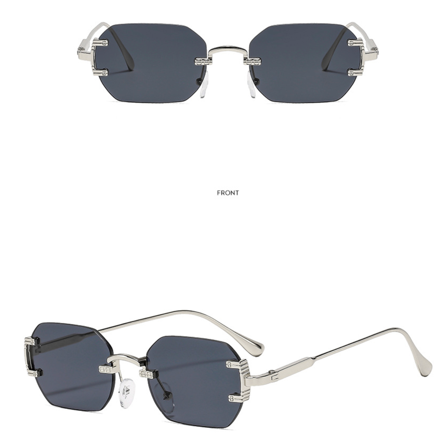 No.026: Rimless Cut-edge Square UV400 and Stylish Sunglasses
