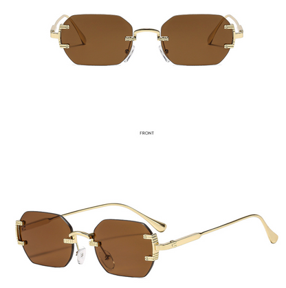No.026: Rimless Cut-edge Square UV400 and Stylish Sunglasses