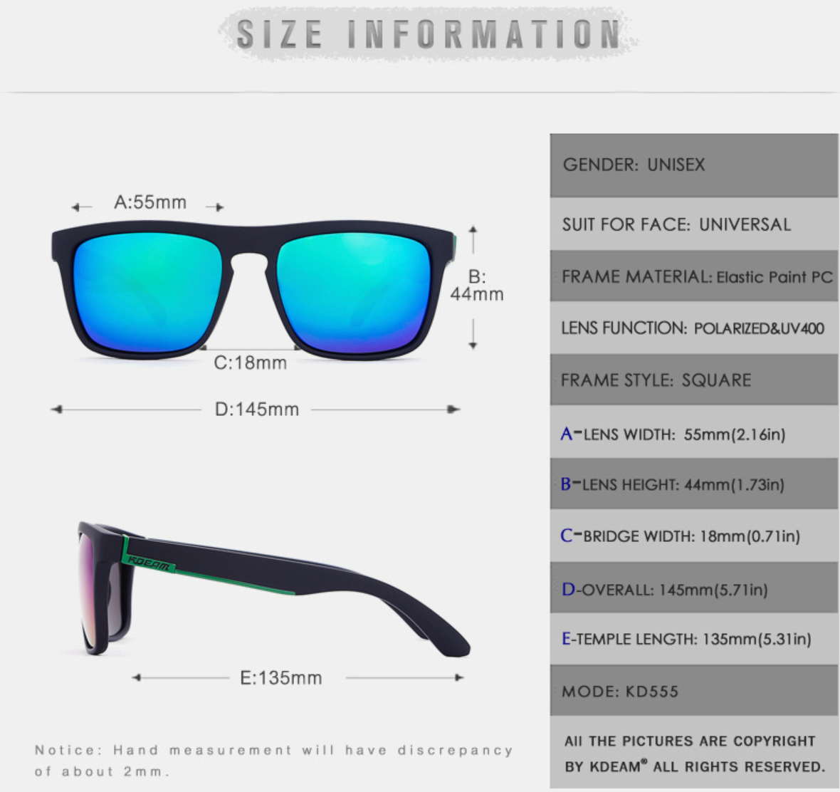 No.053 TAC Polarized & Photochromic Driving Square Outdoor Sports Sunglasses