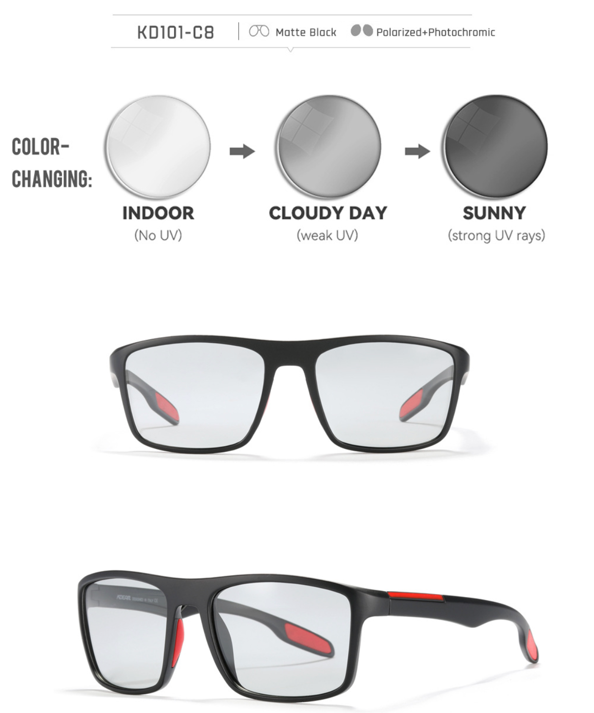 No.057 Polarized Stylish Square Outdoor Activities and Daily Wear Sunglasses