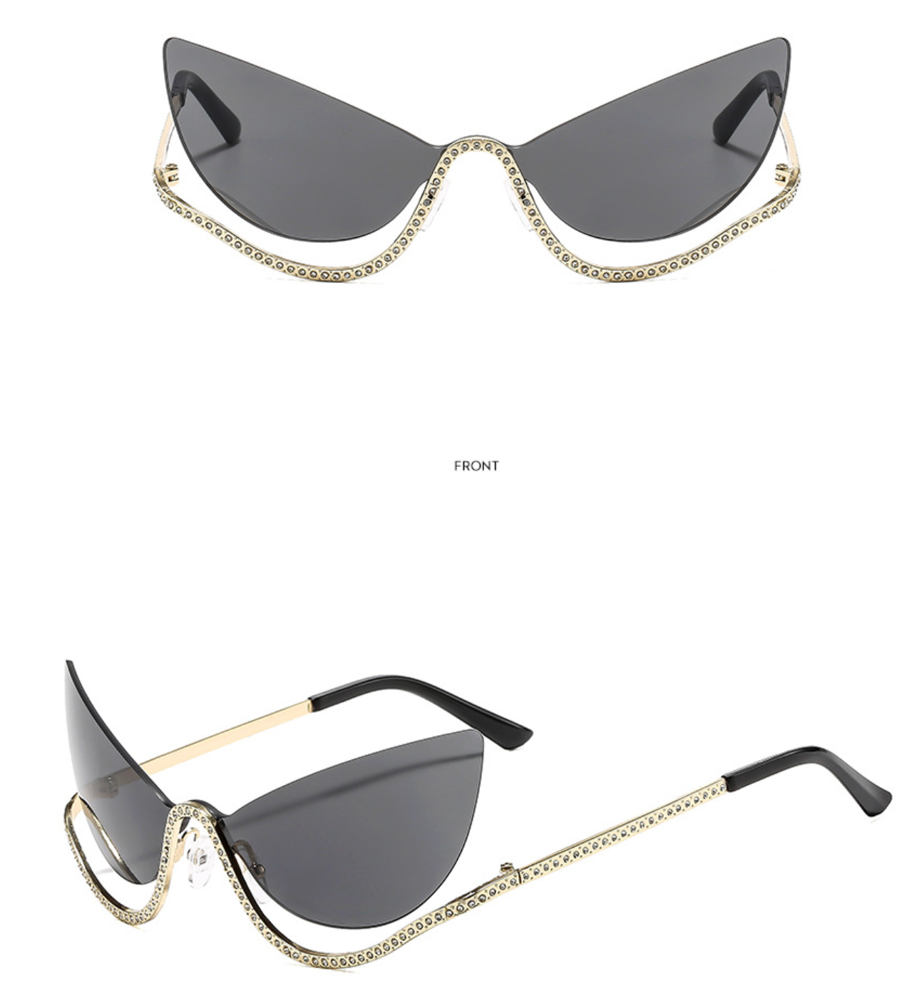 No.006: Metal Cat-Eye semi-rimless Sunglasses