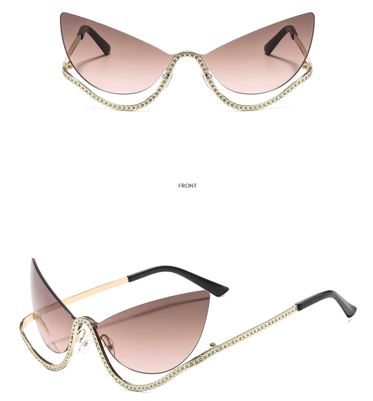 No.006: Metal Cat-Eye semi-rimless Sunglasses