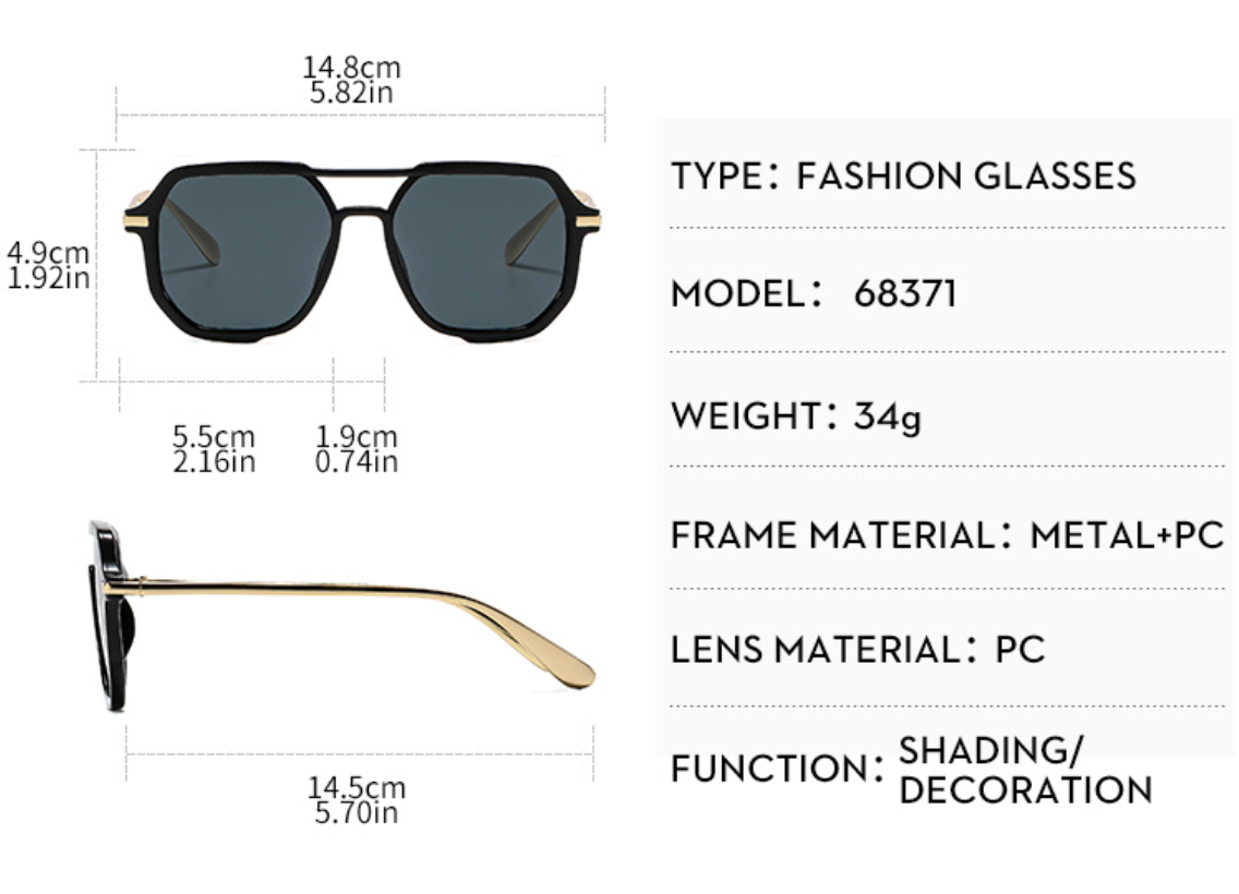 No.028: Double Bridge Aviator Modern and Elegant Sunglasses