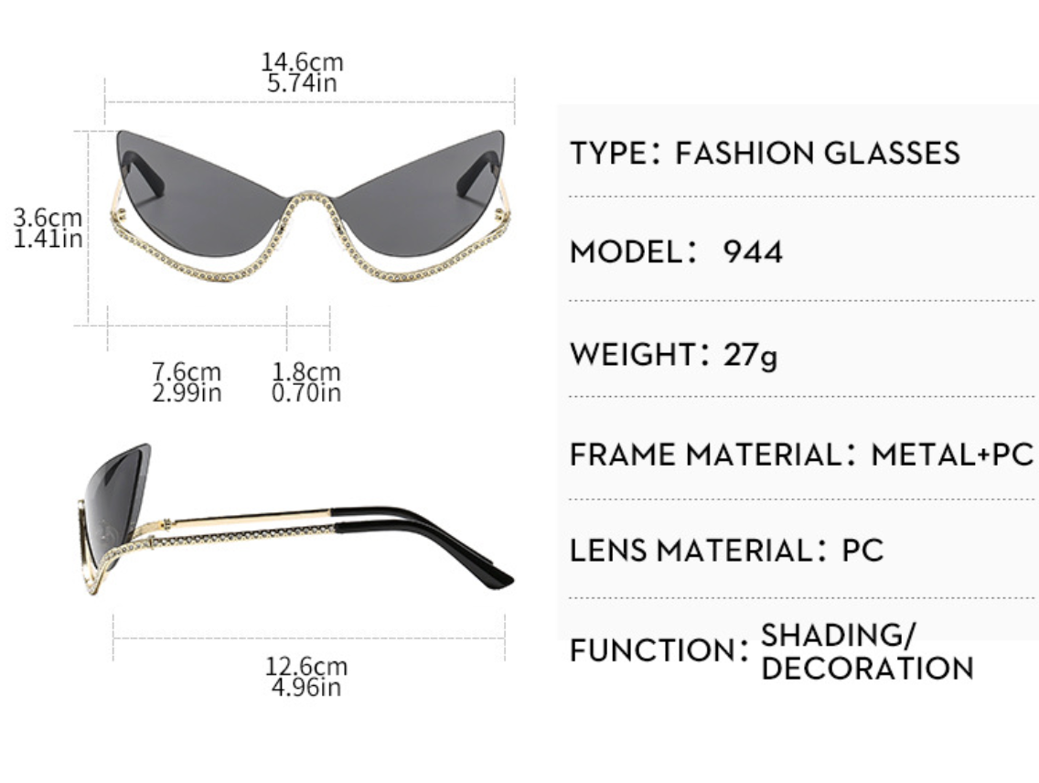 No.006: Metal Cat-Eye semi-rimless Sunglasses