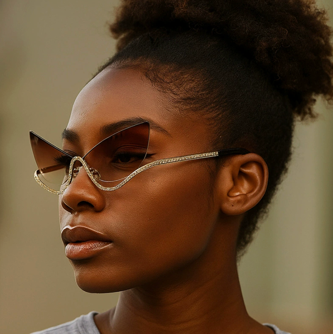 No.006: Metal Cat-Eye semi-rimless Sunglasses