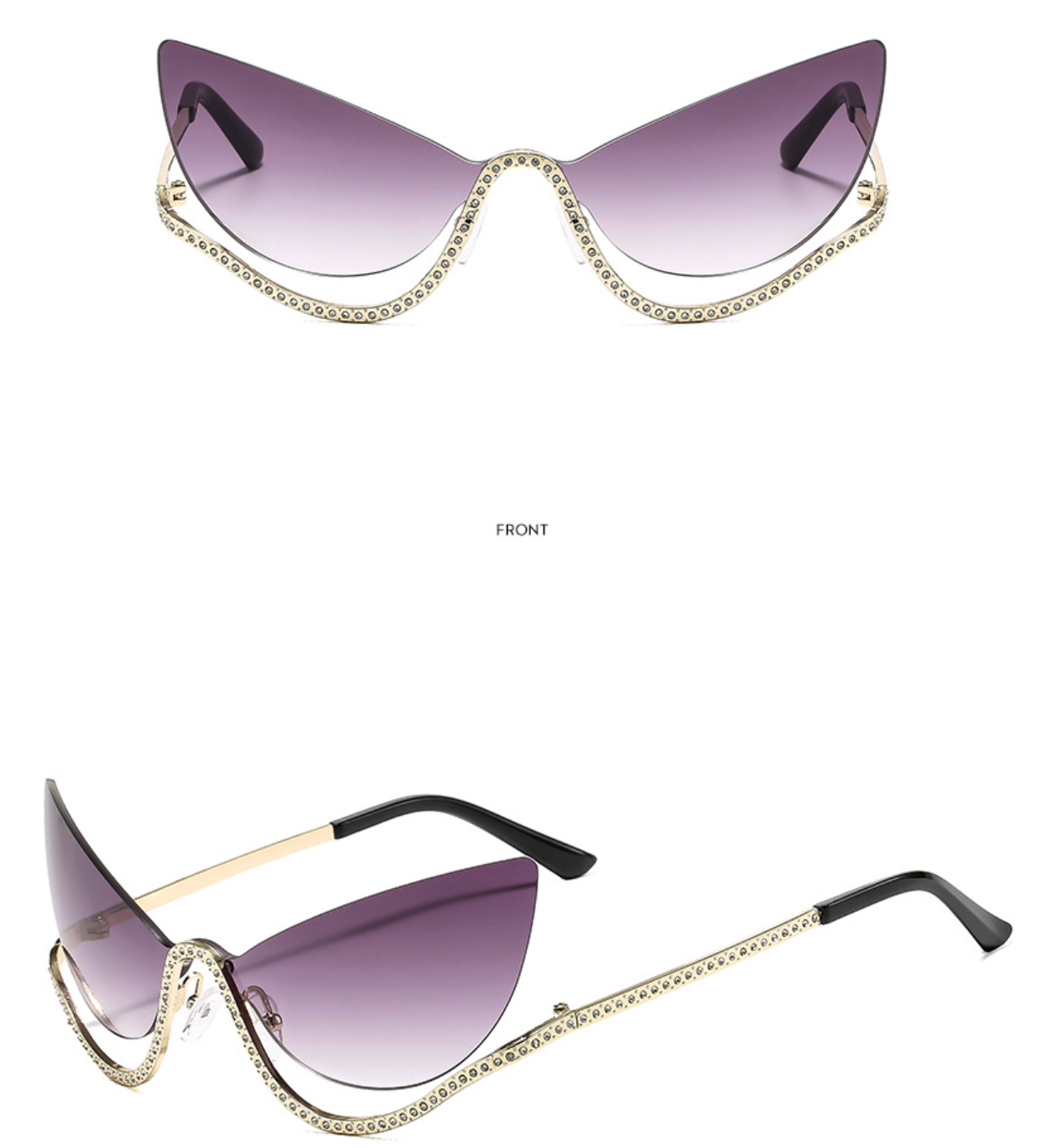 No.006: Metal Cat-Eye semi-rimless Sunglasses