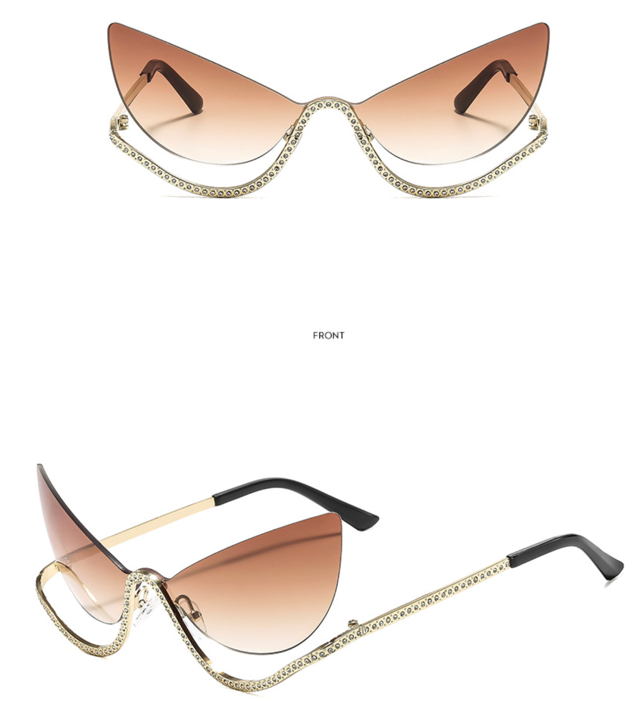 No.006: Metal Cat-Eye semi-rimless Sunglasses