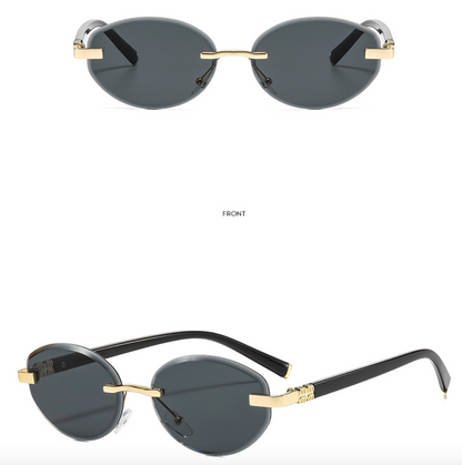No.008: Rimless Oval Clean and Stylish Sunglasses