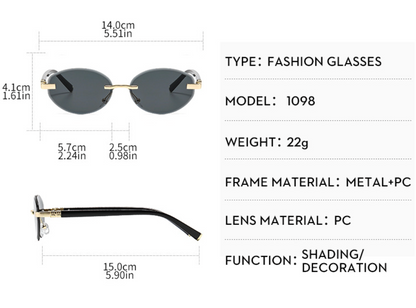No.008: Rimless Oval Clean and Stylish Sunglasses
