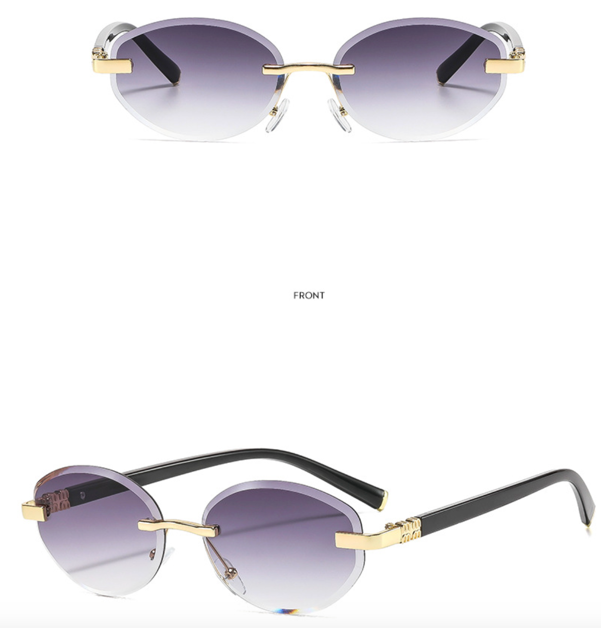 No.008: Rimless Oval Clean and Stylish Sunglasses