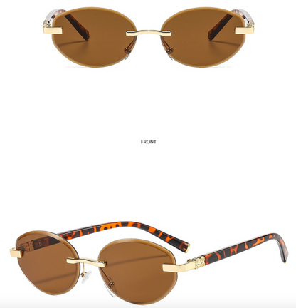 No.008: Rimless Oval Clean and Stylish Sunglasses